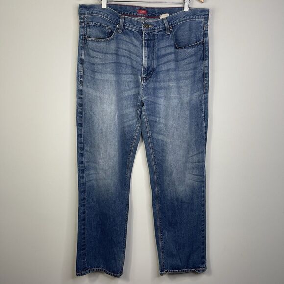 Sean John Jeans Mens 38X32 Blue Relaxed Hamilton Loose Straight Dark Wash Denim - Picture 1 of 11
